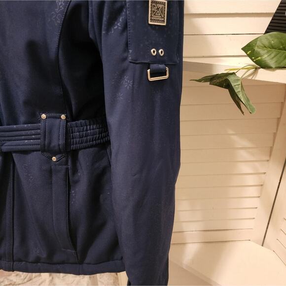 ZERO EXPOSUR BLUE WITH PRINT BUCKLE WINTER JACKET WITH HOOD SIZE MED - Picture 11 of 11